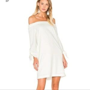 Tibi Off The Shoulder Tie Sleeve Mini Shift  Dress Size 4 White 5042